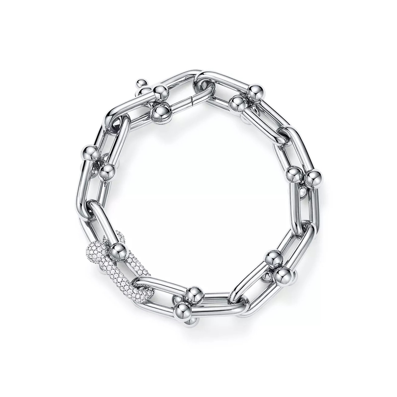 Tiffany HardWear Large Link Bracelet with Diamonds