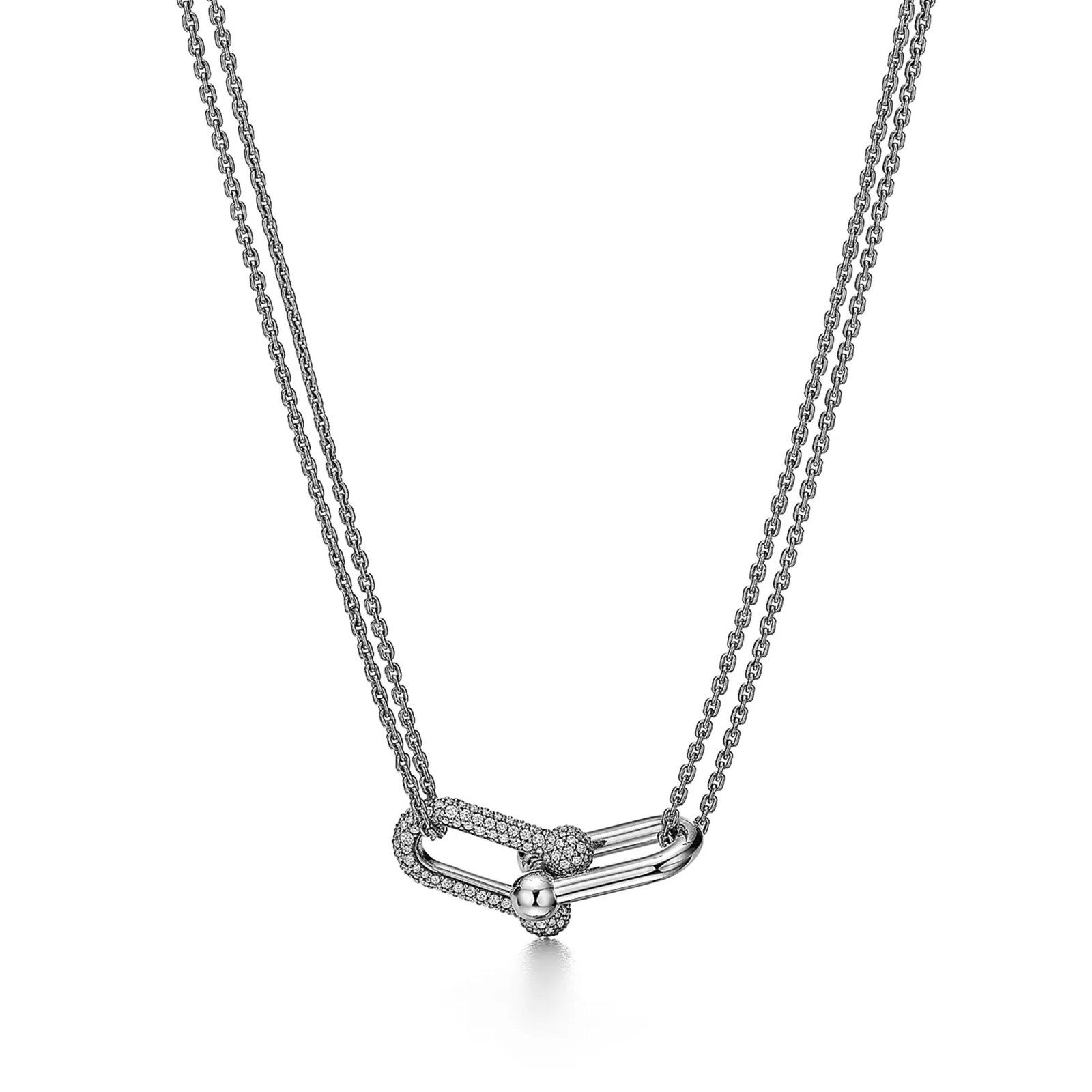 Tiffany HardWear Large Double Link Pendant with Pavé Diamonds