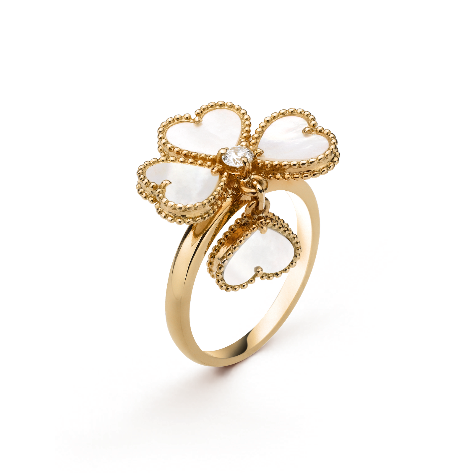 Sweet Hearts ring (Yellow gold, Diamond, Mother-of-pearl)