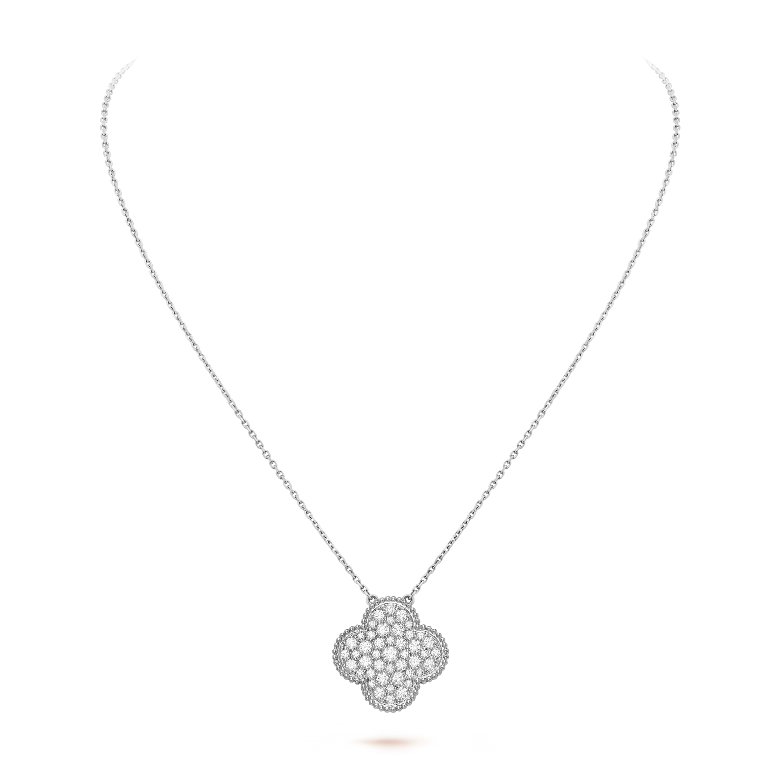 Magic Alhambra pendant (White gold, Diamond)