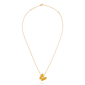 Two Butterfly Pendant, Yellow Sapphire, Diamond, Yellow Gold - Thumbnail Image 2