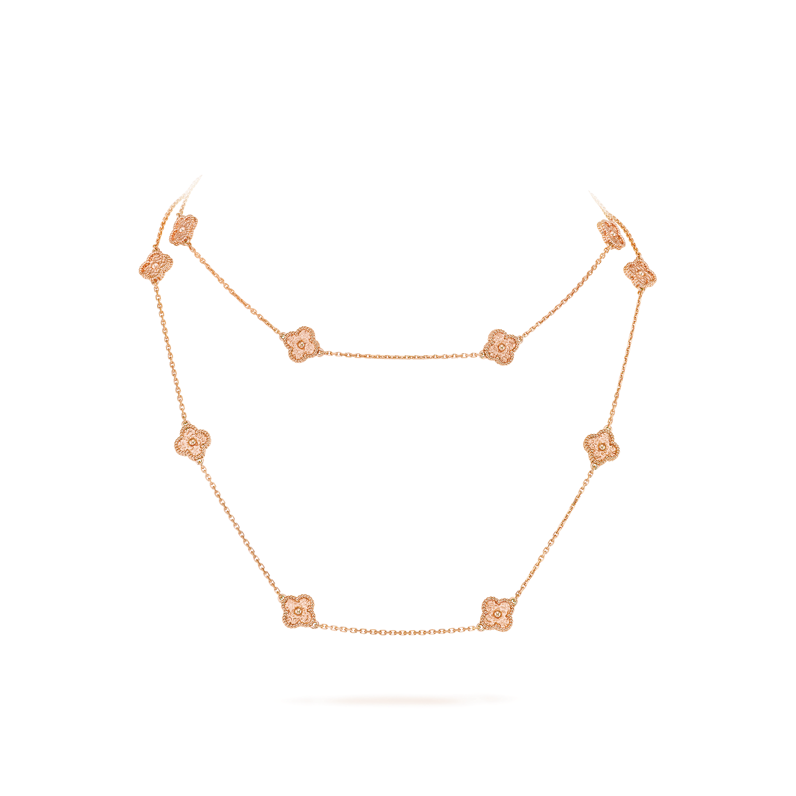 Sweet Alhambra long necklace, 16 motifs (Rose gold)