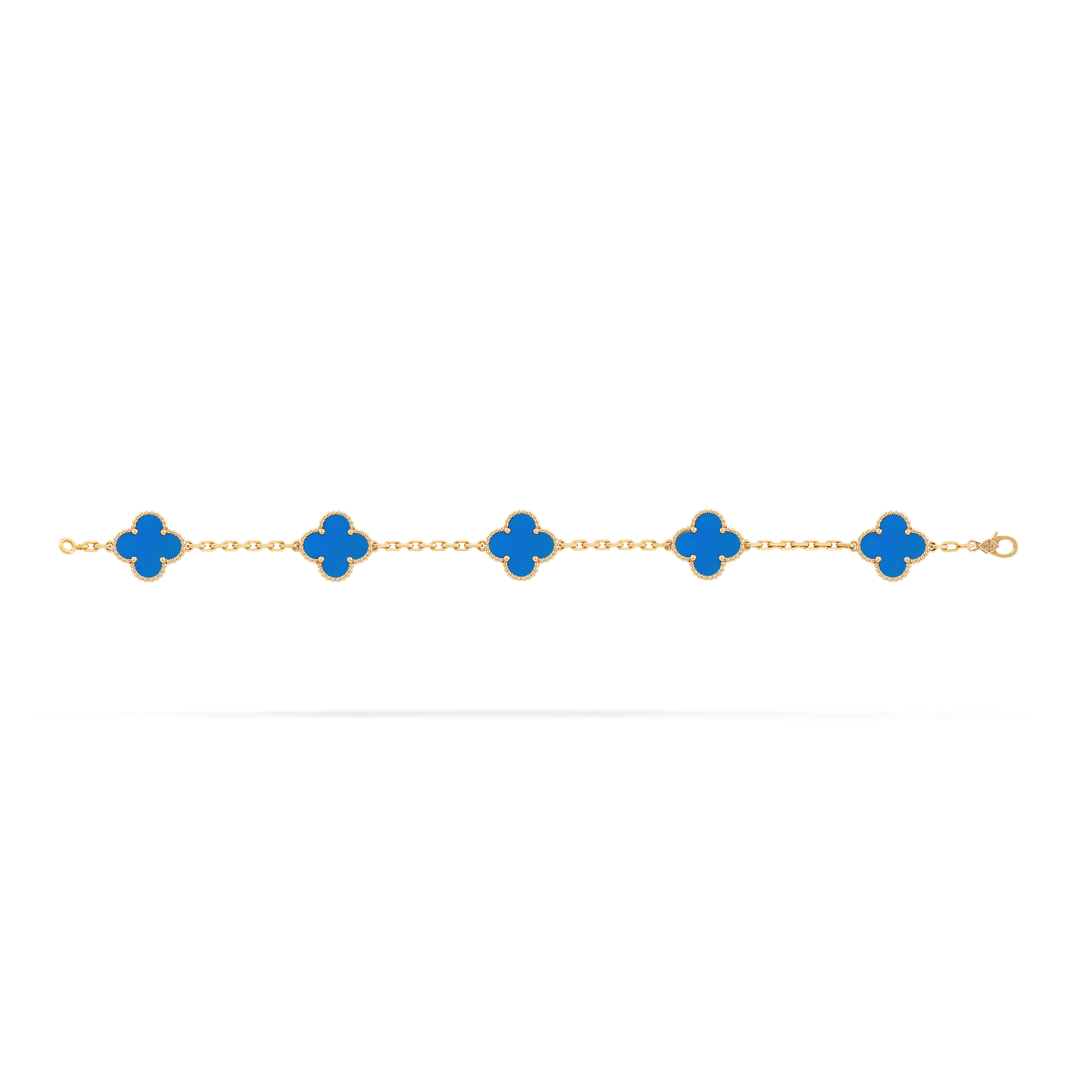 Vintage Alhambra bracelet, 5 motifs (Yellow gold, Agate)