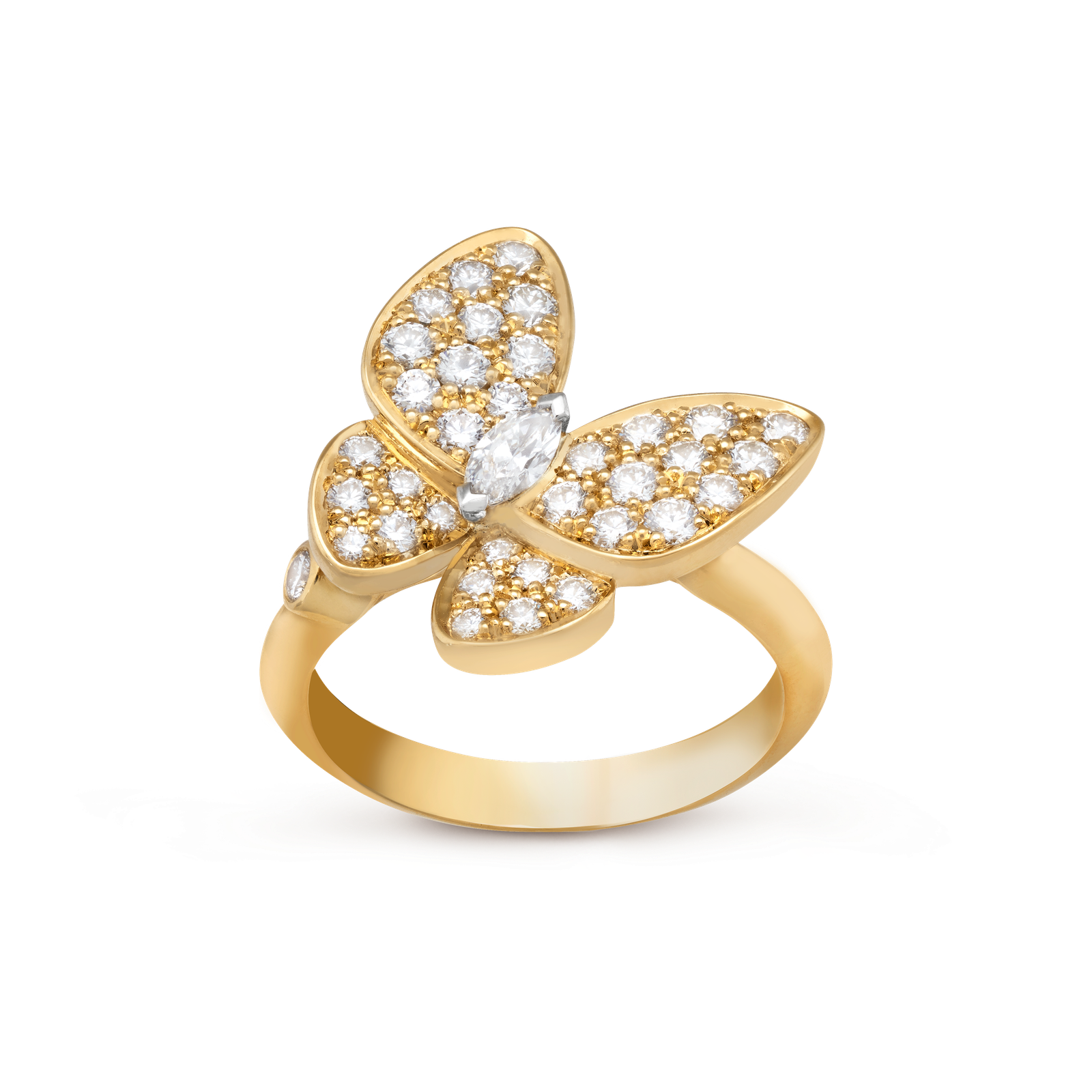 Two Butterfly ring 18K (Yellow gold, Diamond)