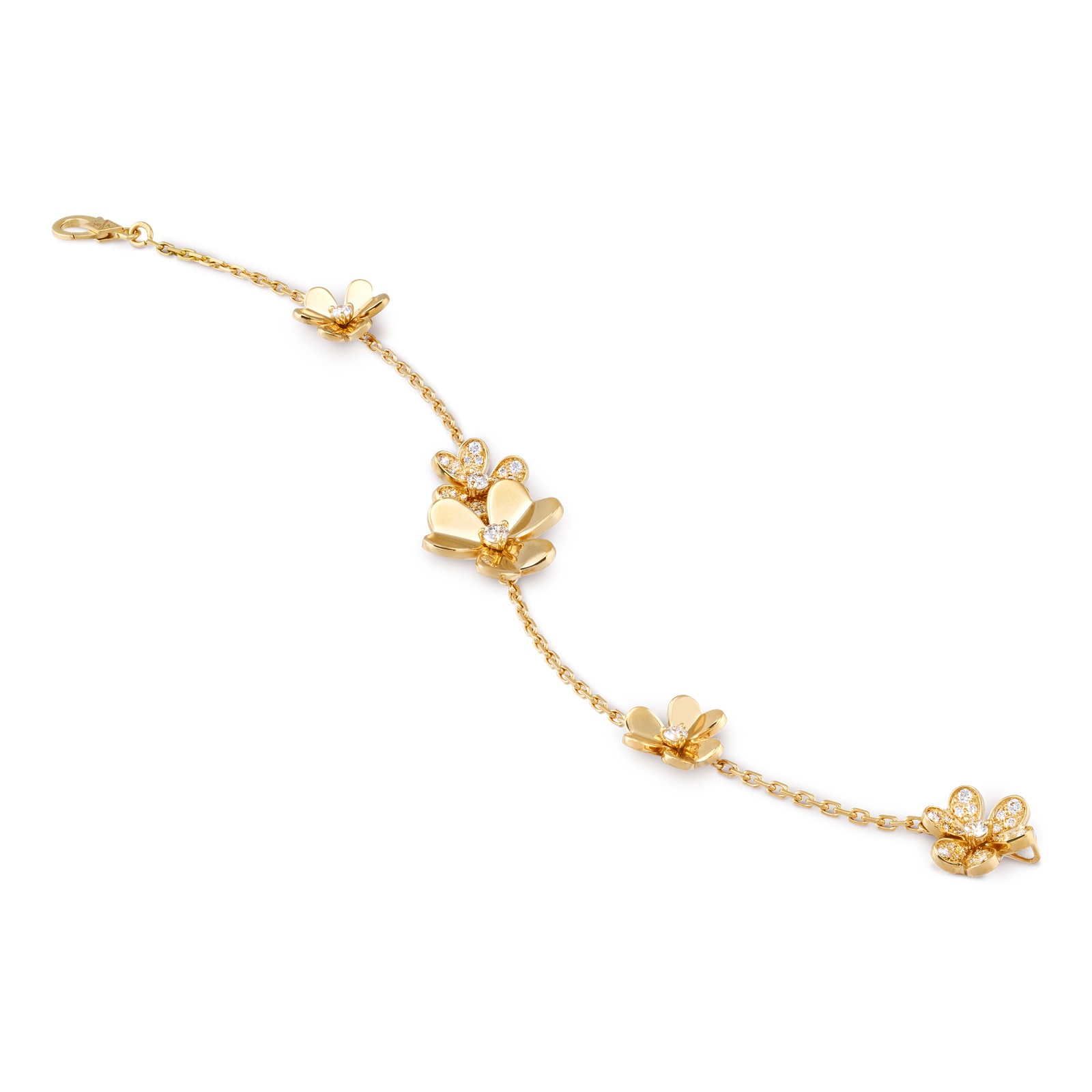 Frivole bracelet, 5 flowers (Yellow gold, Diamond)