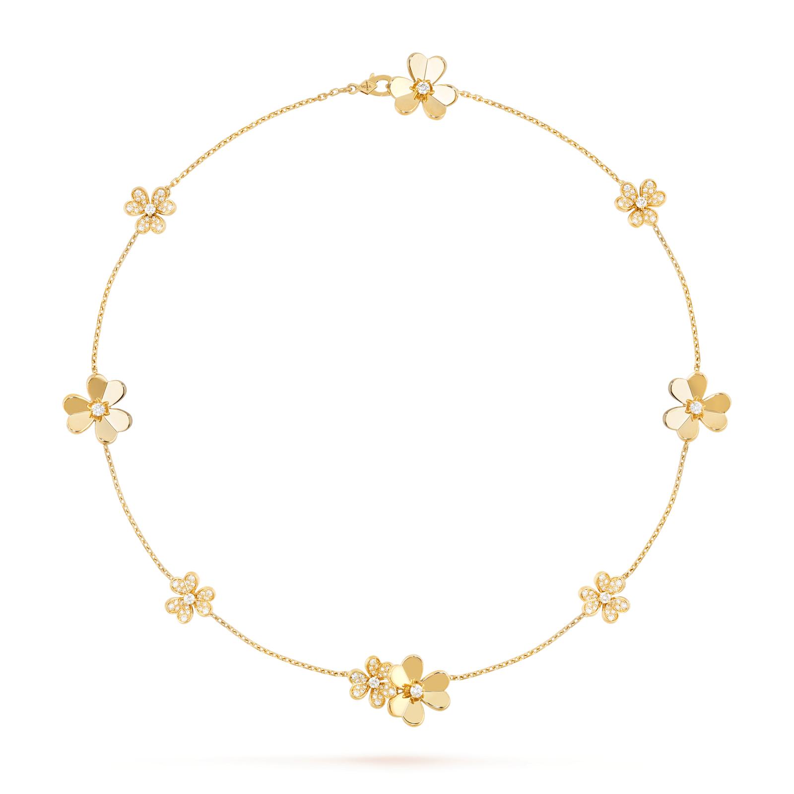 Frivole necklace, 9 flowers (Yellow gold, Diamond)