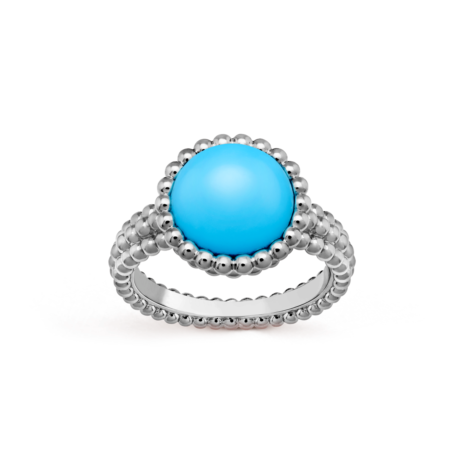 Perlée couleurs ring (White gold, Turquoise)