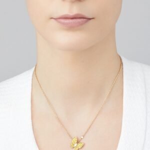 Two Butterfly Pendant, Yellow Sapphire, Diamond, Yellow Gold - Thumbnail Image 3
