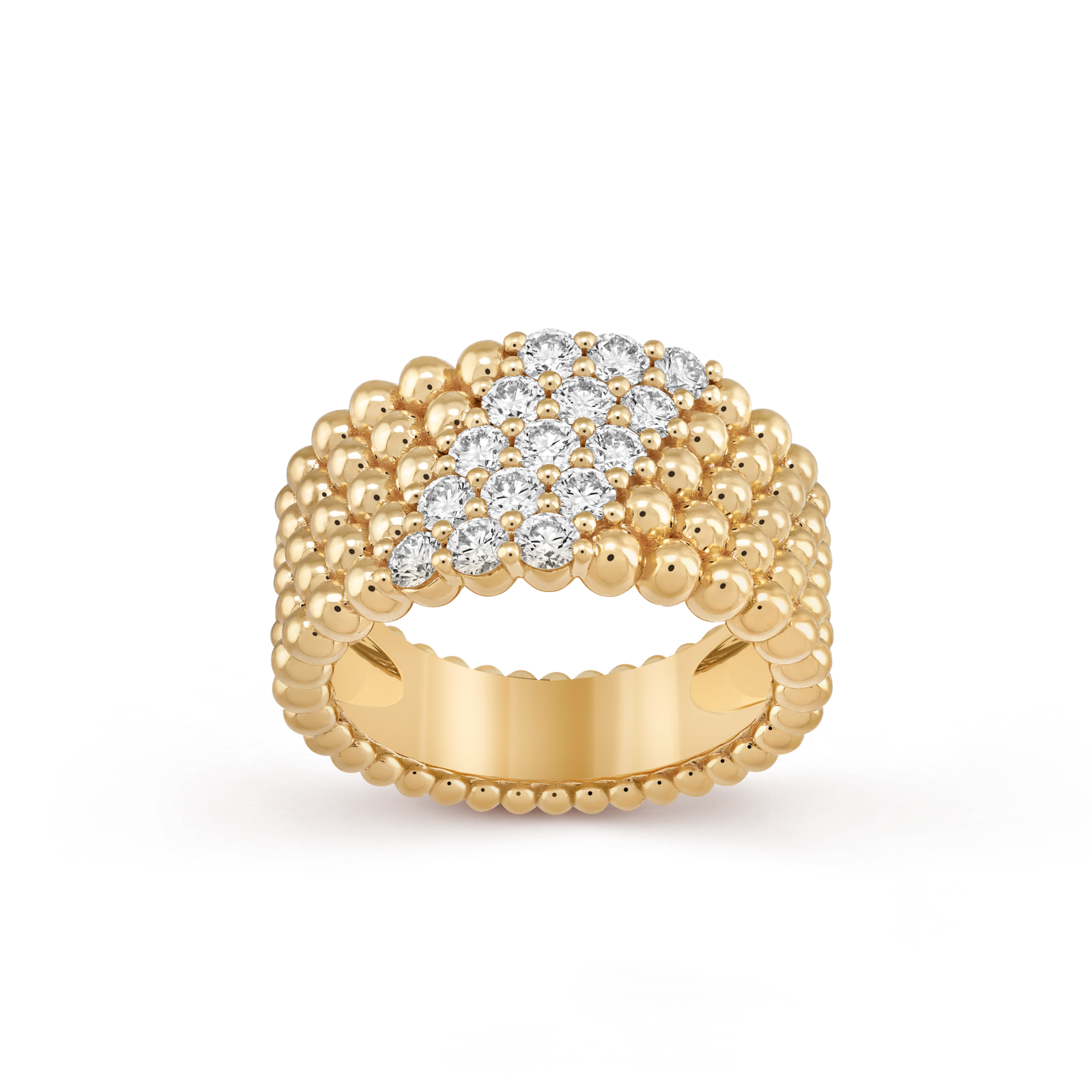 Perlée diamonds ring, 5 rows