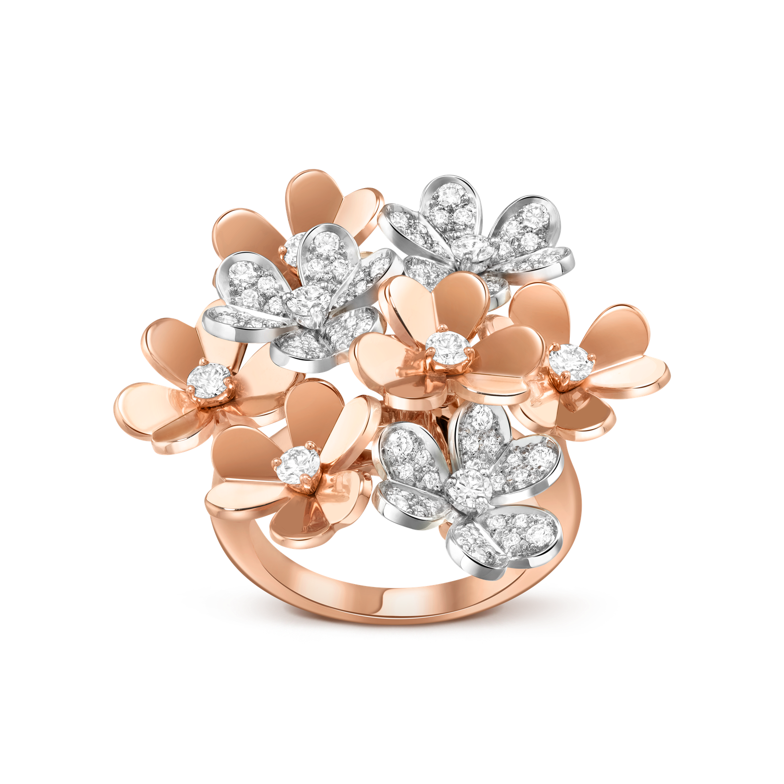 Frivole ring, 8 flowers (Rose gold, Diamond)