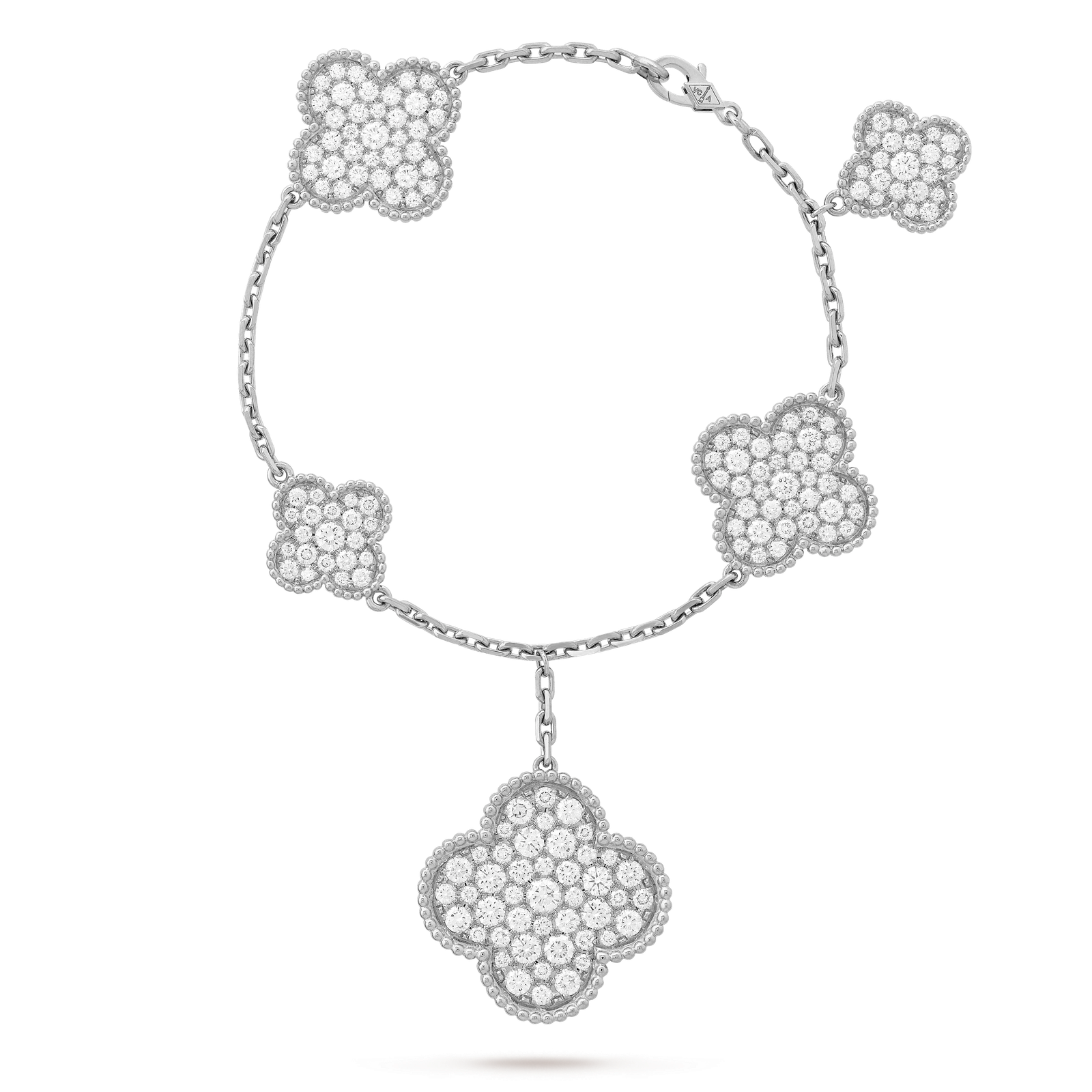 Magic Alhambra bracelet, 5 motifs (White gold, Diamond)