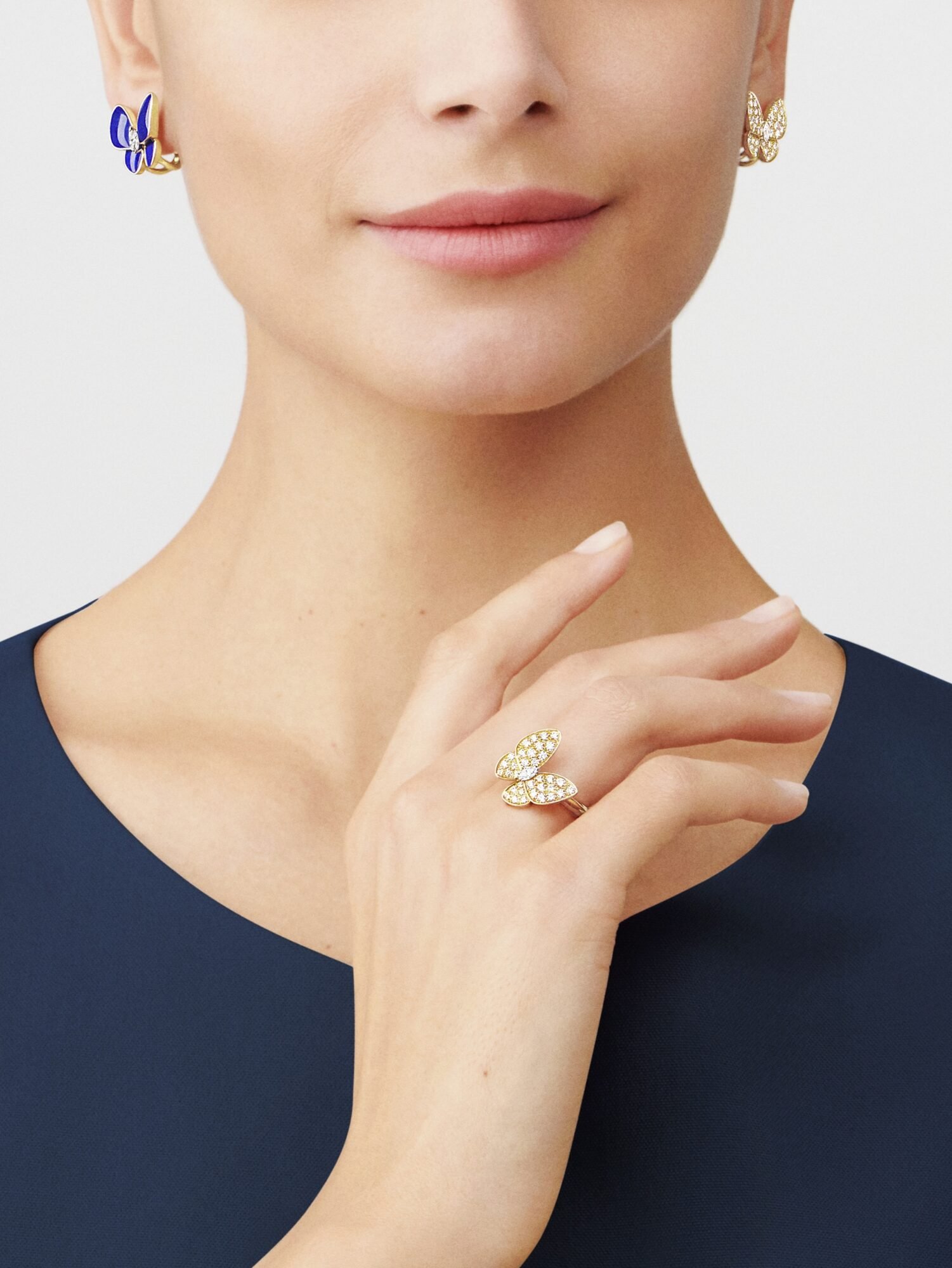 Two Butterfly earrings (Yellow gold)