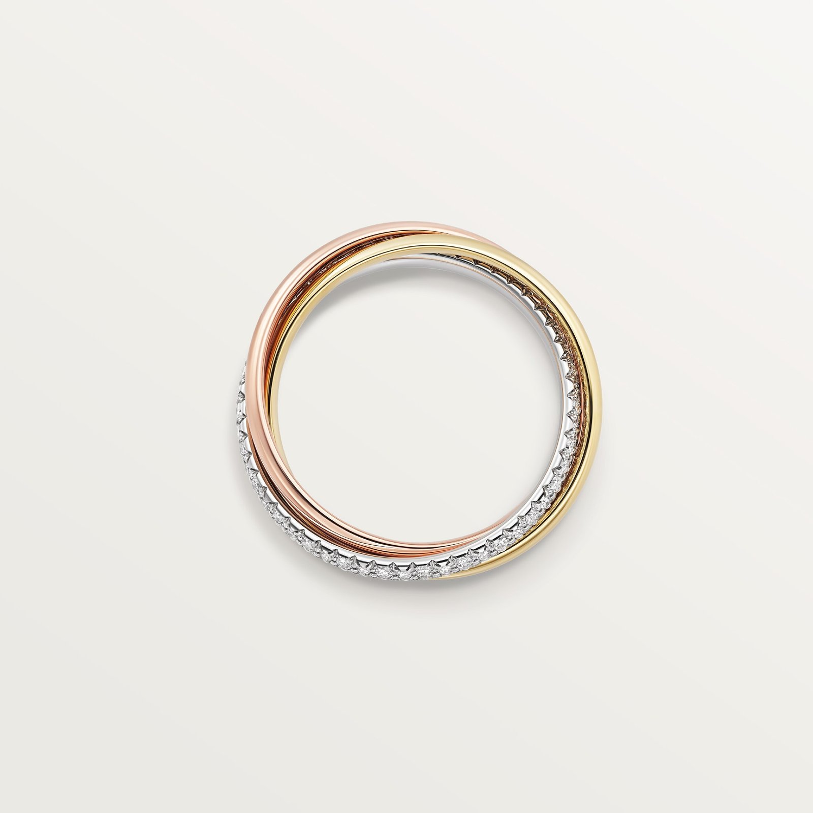 TRINITY RING, SMALL MODEL (White gold, yellow gold, pink gold, diamonds)