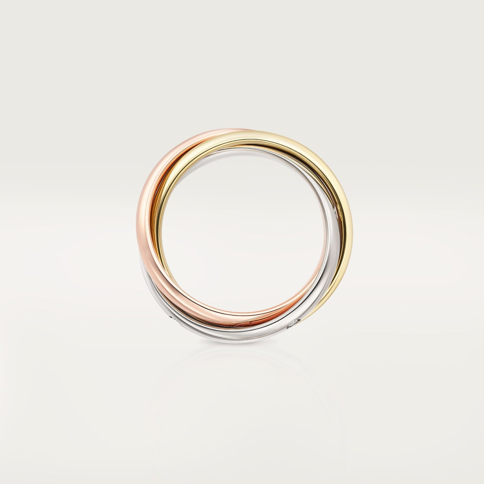 TRINITY RING, MEDIUM MODEL (White gold, yellow gold, pink gold, diamonds)