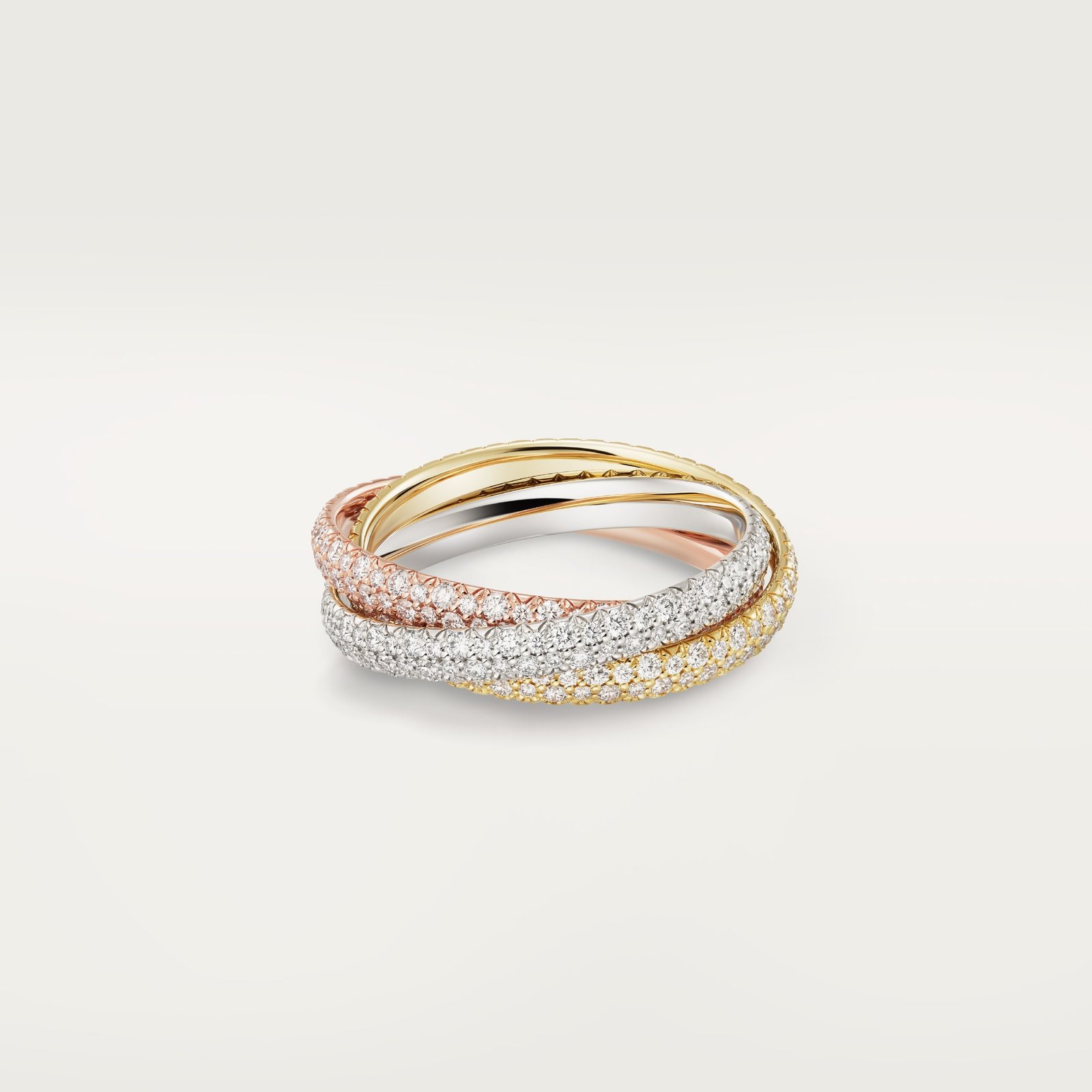 TRINITY RING, SMALL MODEL White gold, yellow gold, pink gold, diamonds