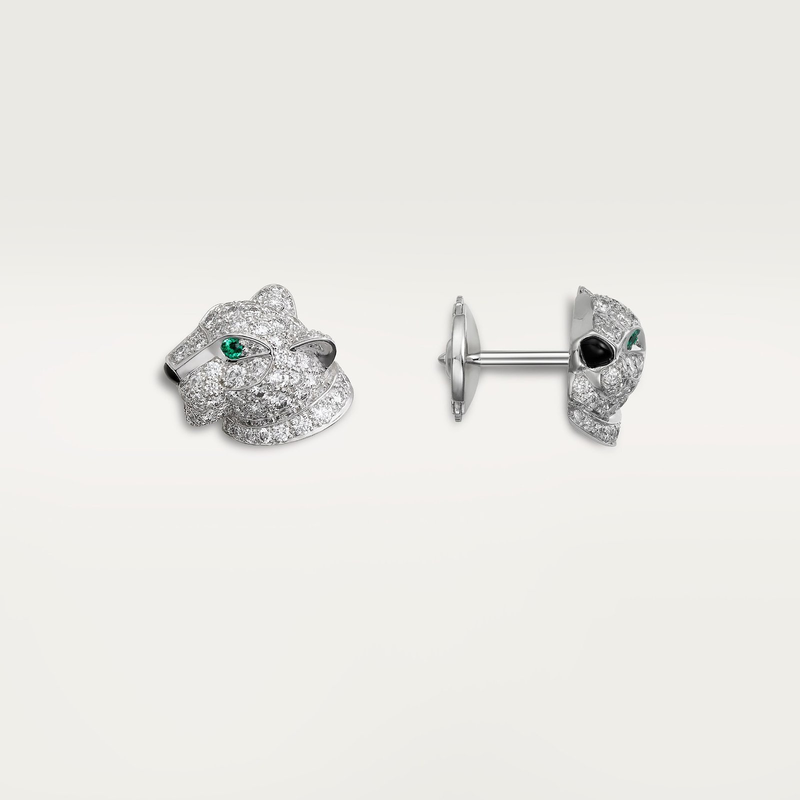 PANTHÈRE DE CARTIER EARRINGS (White gold, diamonds, emeralds, onyx)