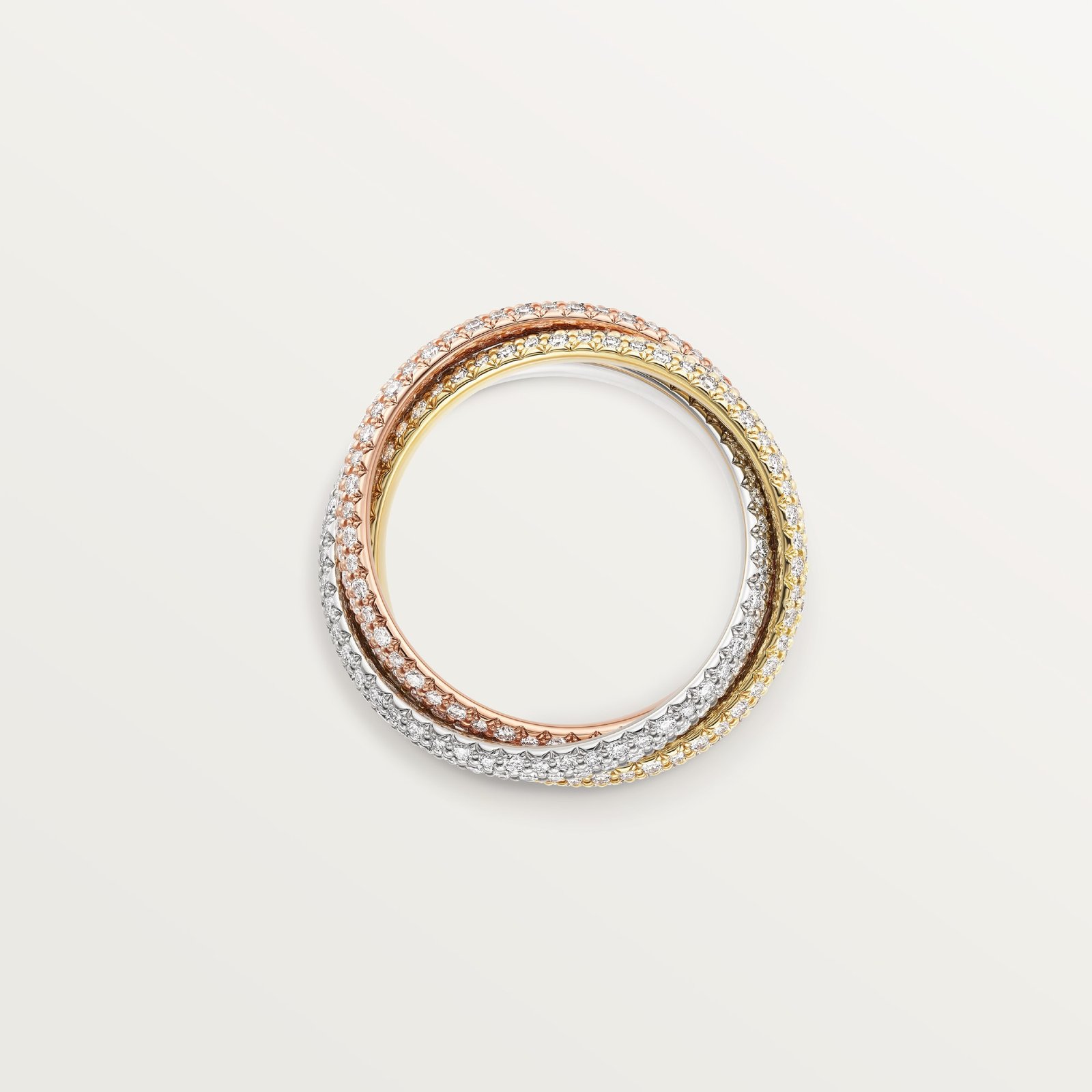 CLASSIC TRINITY RING (White gold, yellow gold, pink gold, diamonds)