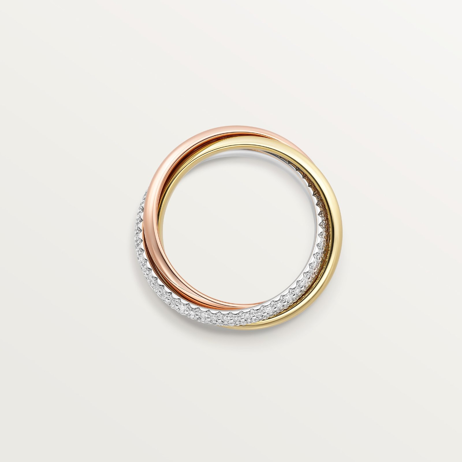 CLASSIC TRINITY RING (White gold, yellow gold, pink gold, diamonds)