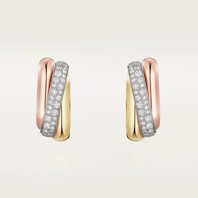 Trinity Earrings, Cushion Shaped, Half Paved