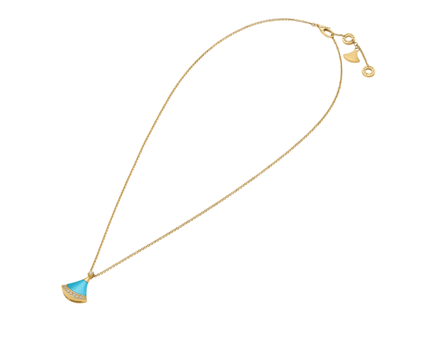 Divas' Dream Turquoise & Diamonds Pendant Necklace (Yellow Gold)