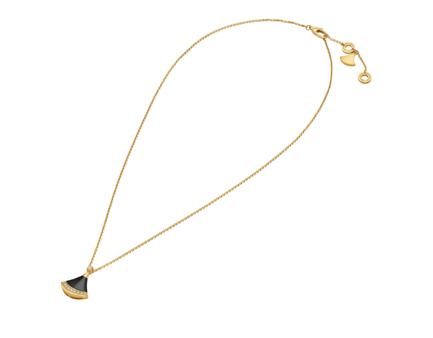 Divas' Dream Onyx & Diamonds Pendant Necklace (Yellow Gold)