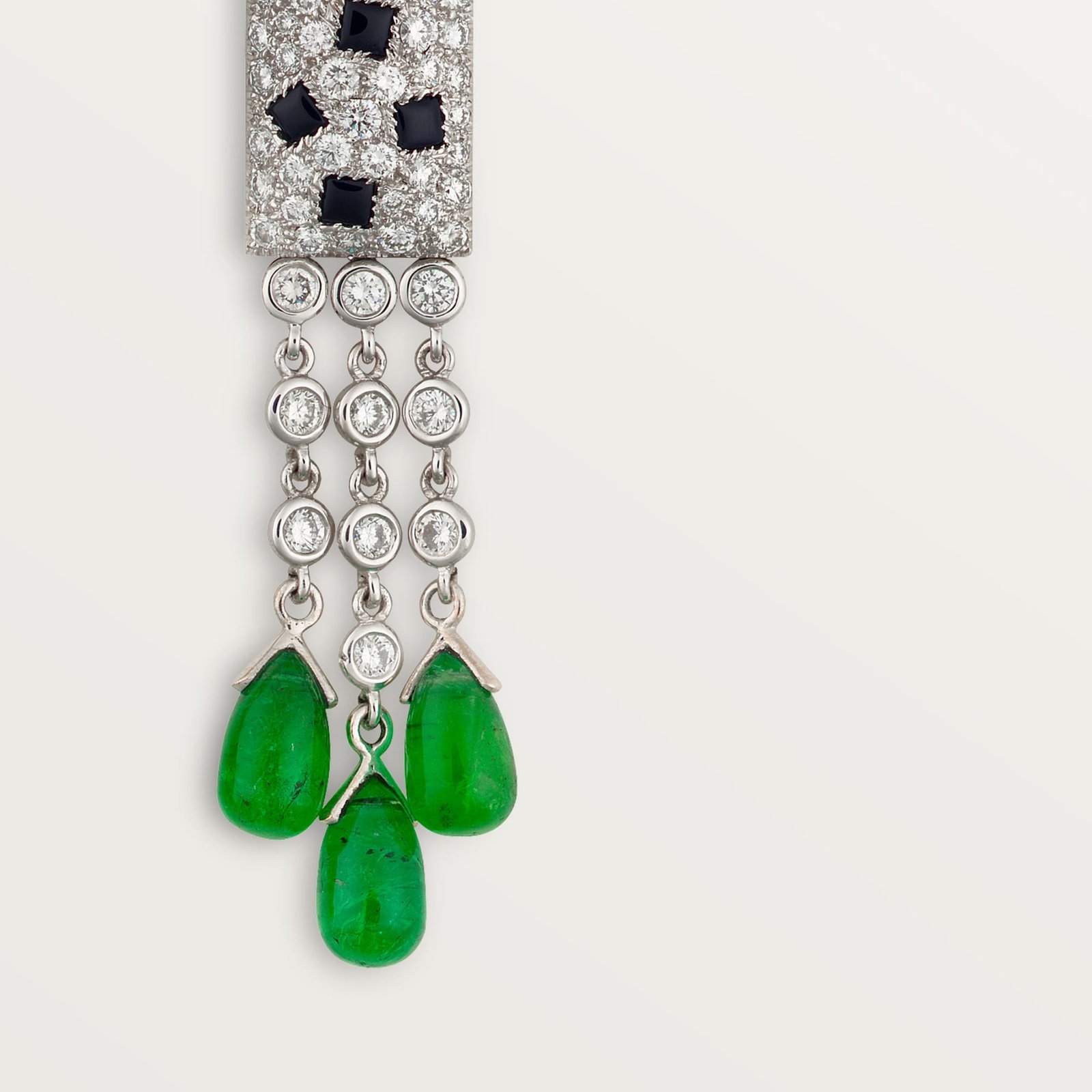 Panthère De Cartier Earrings, Emeralds, Paved (White Gold)