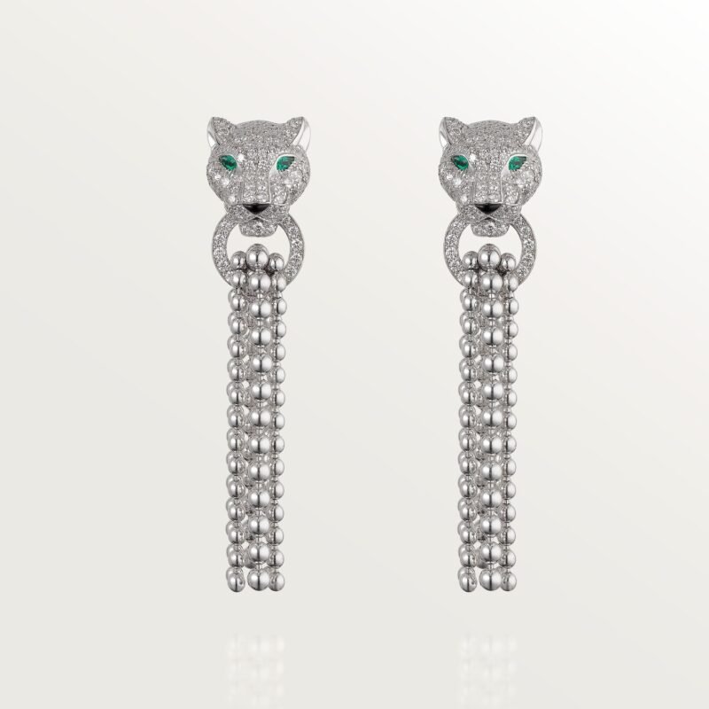 Panthère De Cartier Earrings, Half Paved (White Gold)