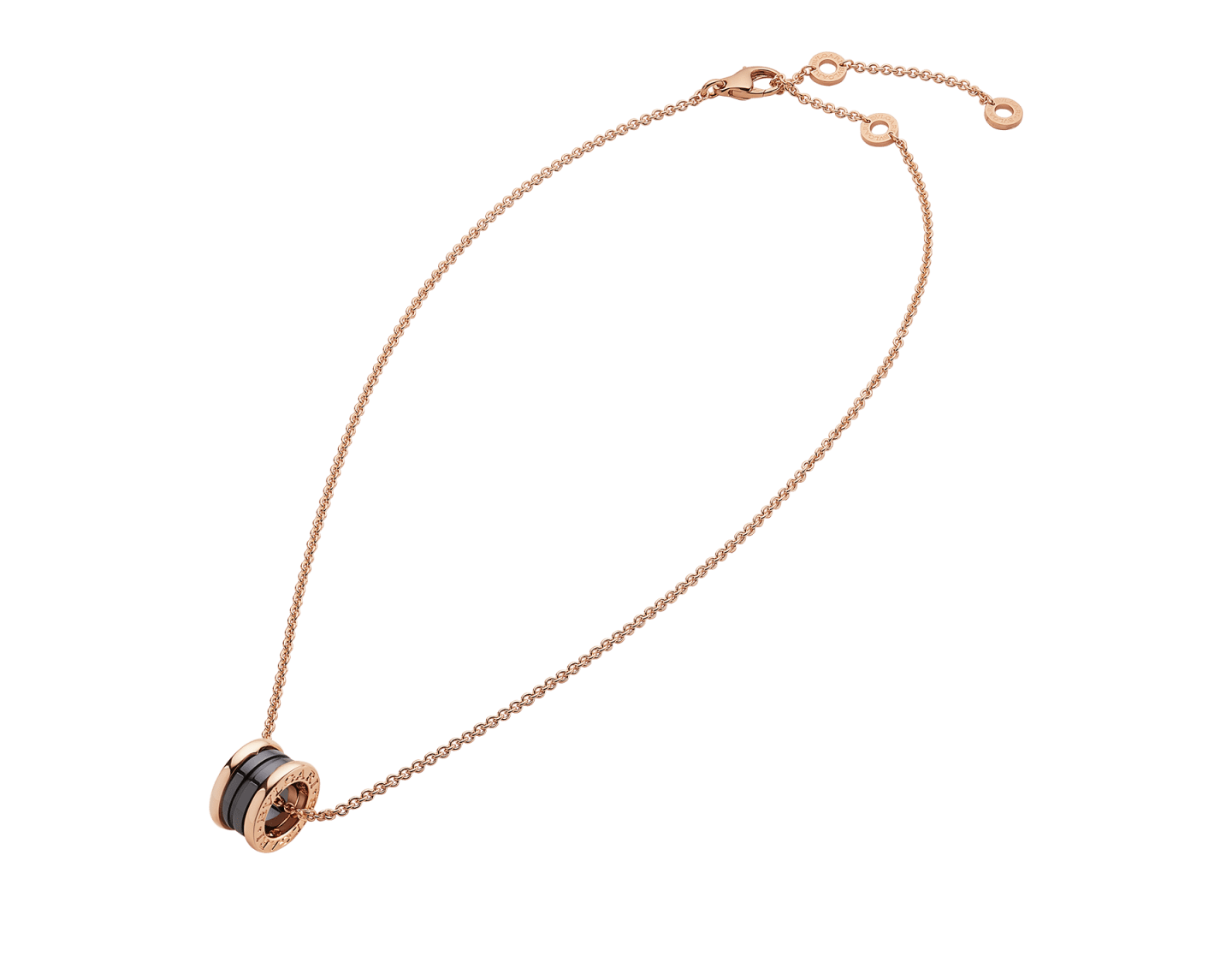 B.zero1 Black Ceramic Pendant Necklace (Rose Gold)