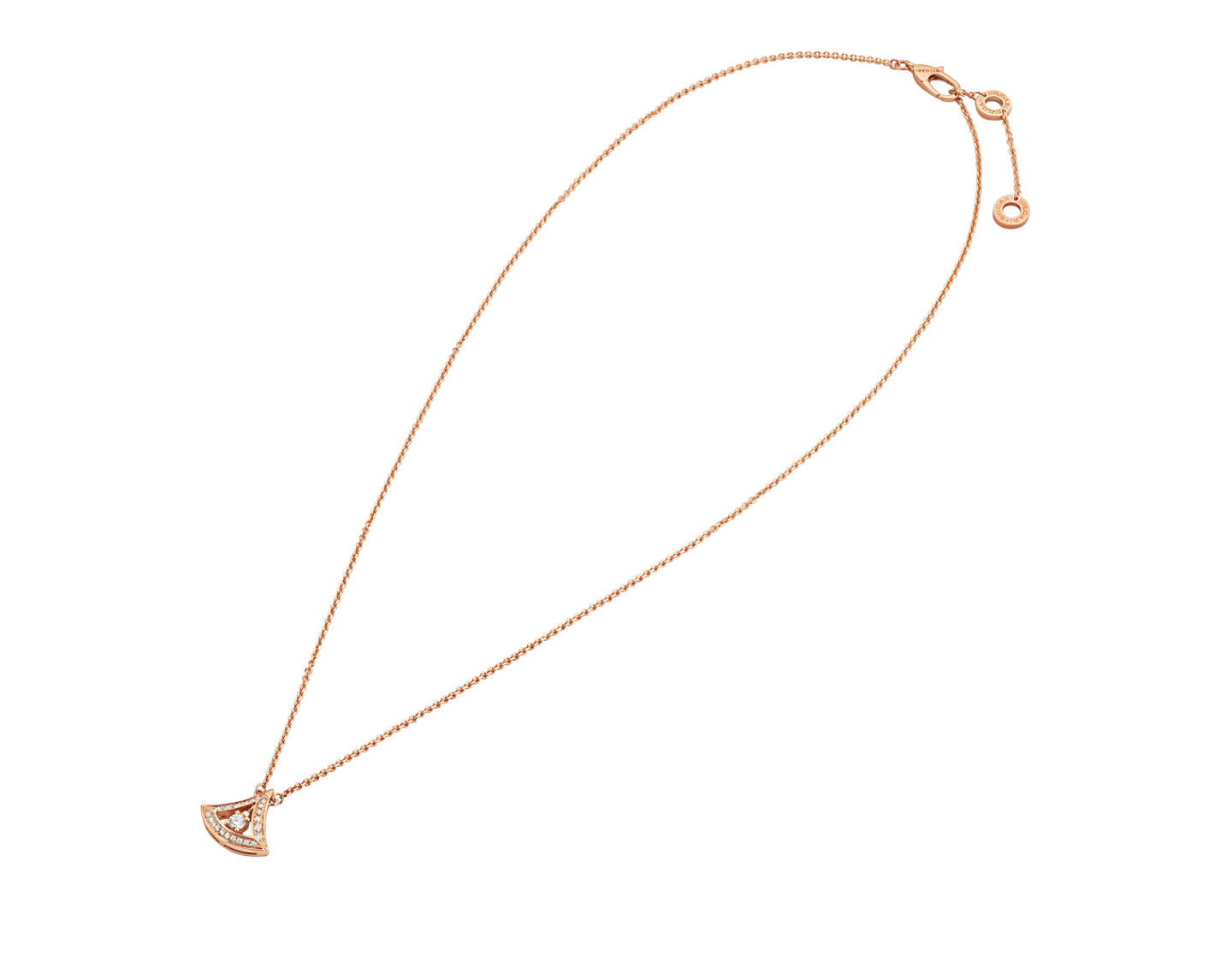 Divas' Dream Openwork Central & Pavé Diamonds Pendant Necklace (Rose Gold)