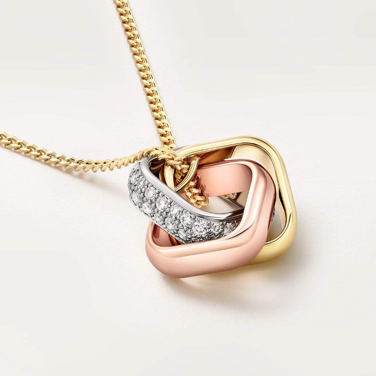 Trinity Pendant, Cushion Shaped, Half-Paved
