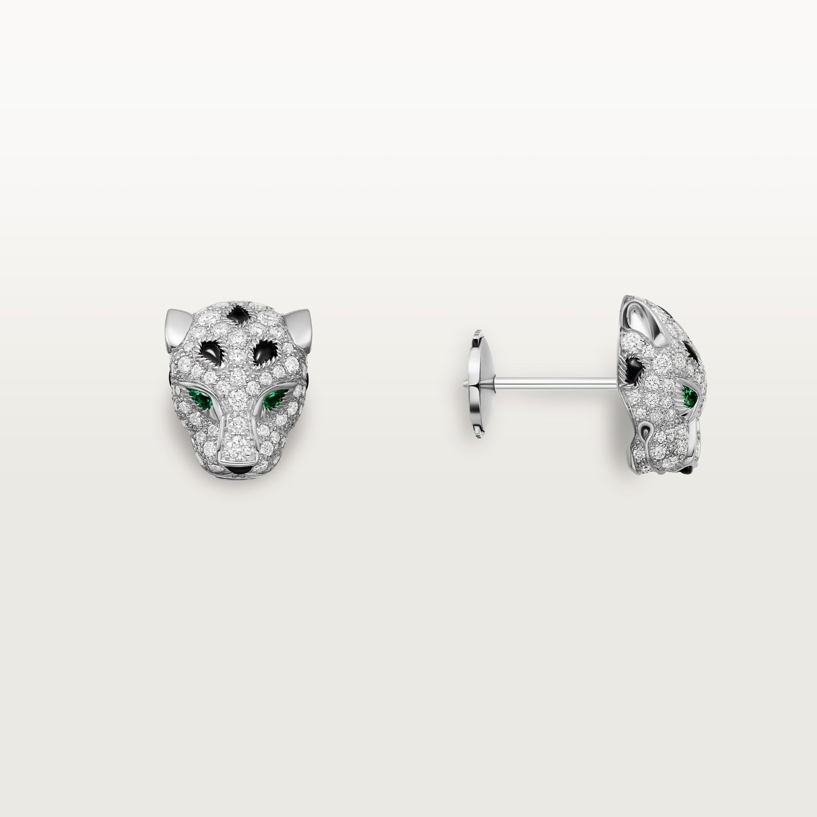 Panthère De Cartier Stud Earrings, Paved (White Gold)