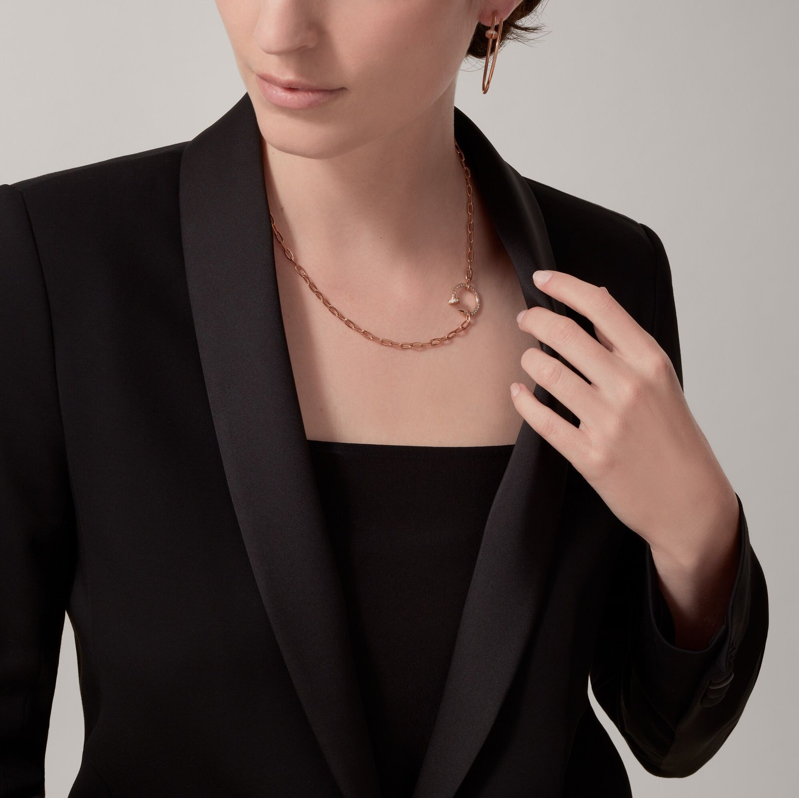 Juste un Clou necklace, paved (Rose Gold)