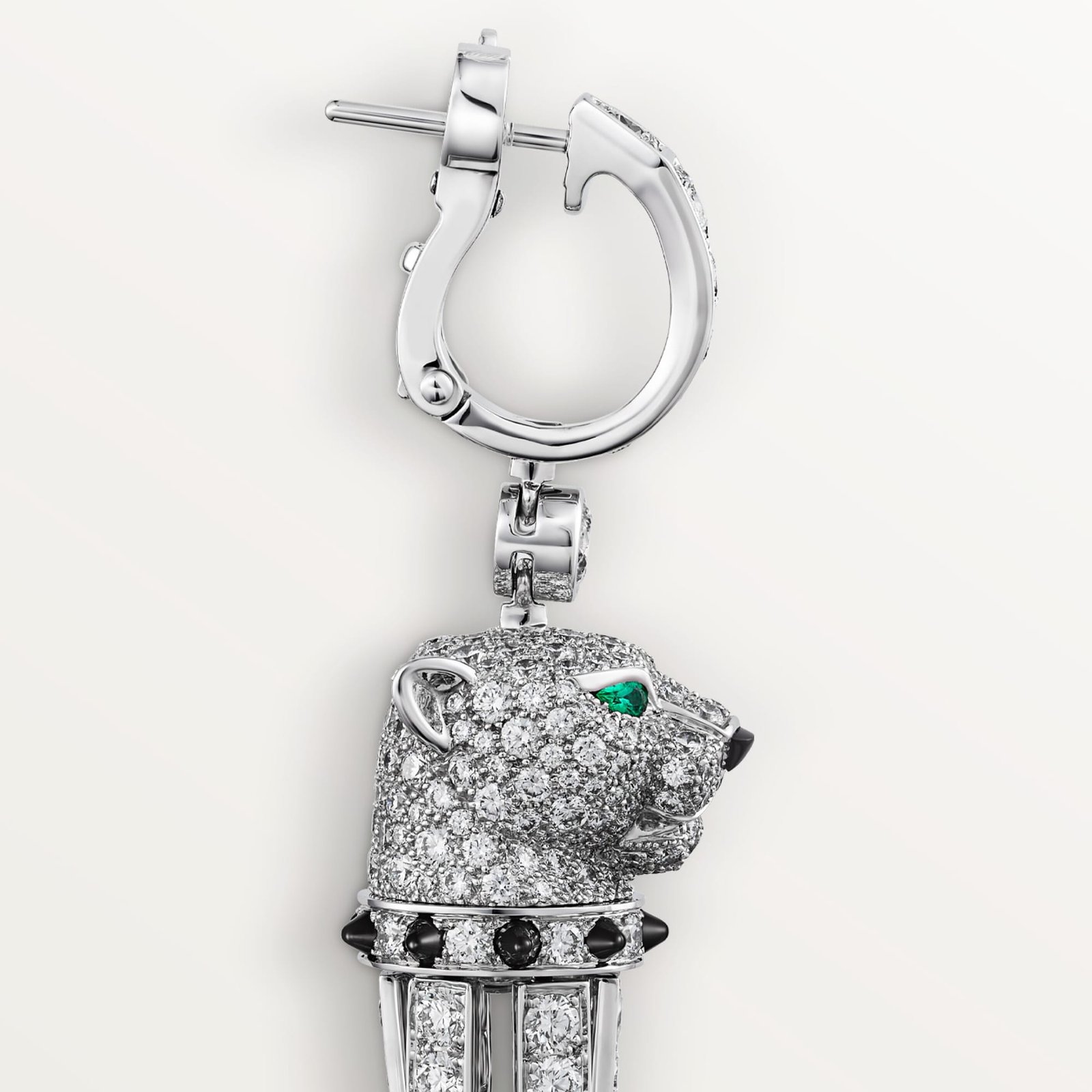 Panthère De Cartier Earrings, Onyx, Large Model, Paved (White Gold)