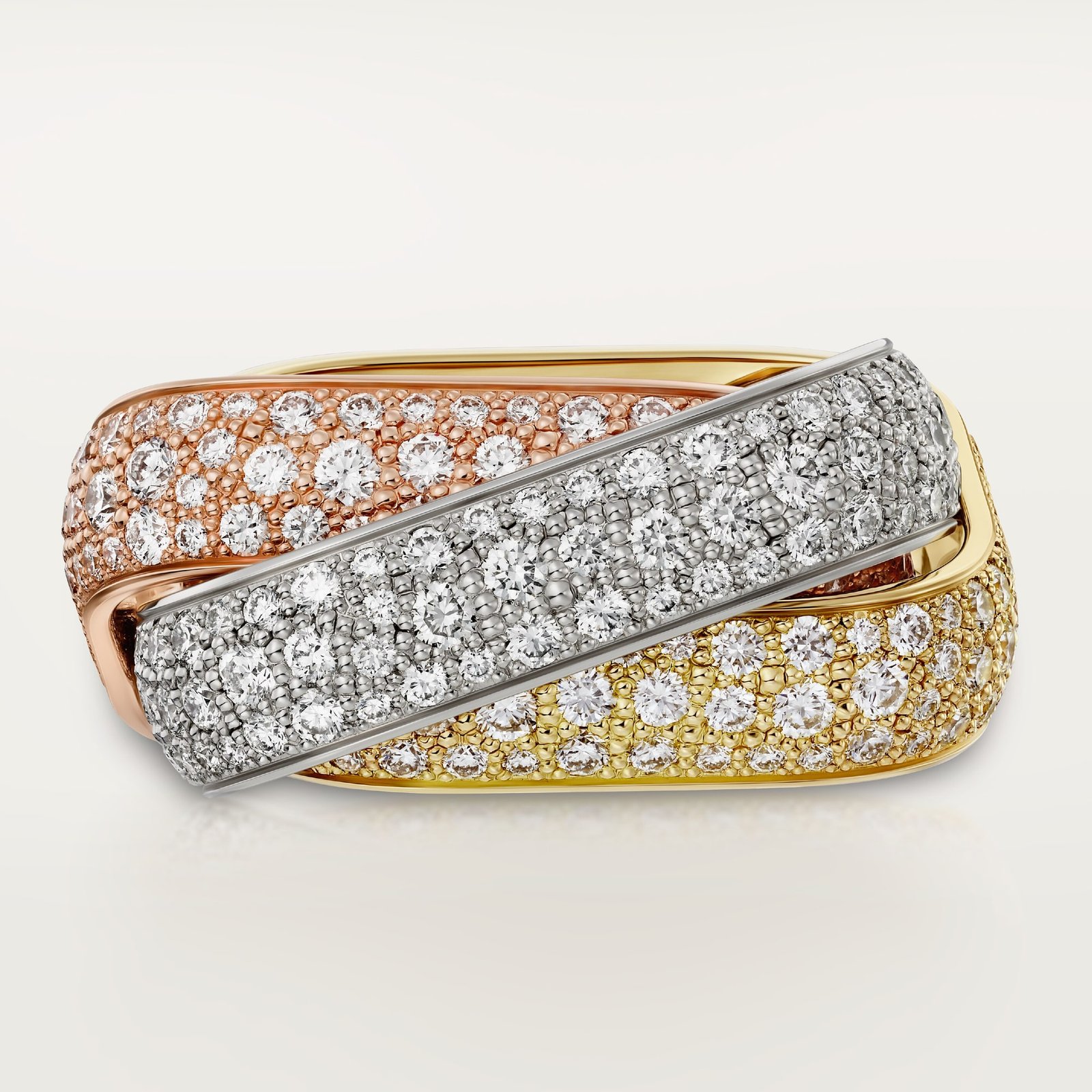 Trinity Ring, Cushion Shaped, Large Model, Paved