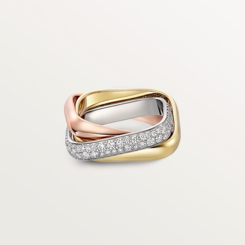 Trinity Ring, Cushion Shaped, Medium Model, Half Paved