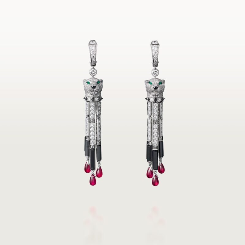 Panthère De Cartier Earrings, Ruby, Large Model, Paved (White Gold)