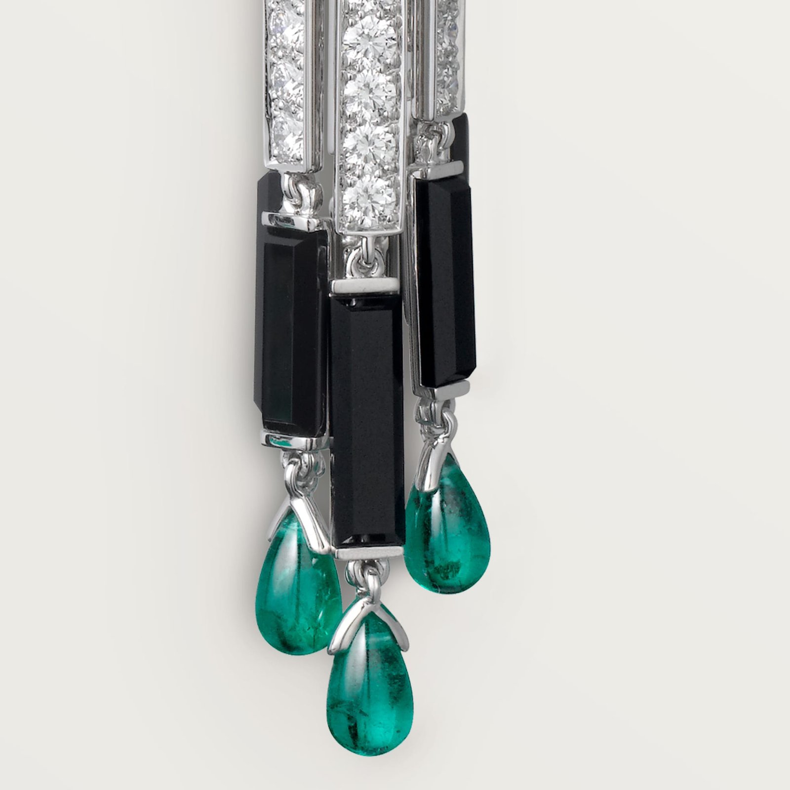 Panthère De Cartier Earrings, Emerald, Large Model, Paved (White Gold)