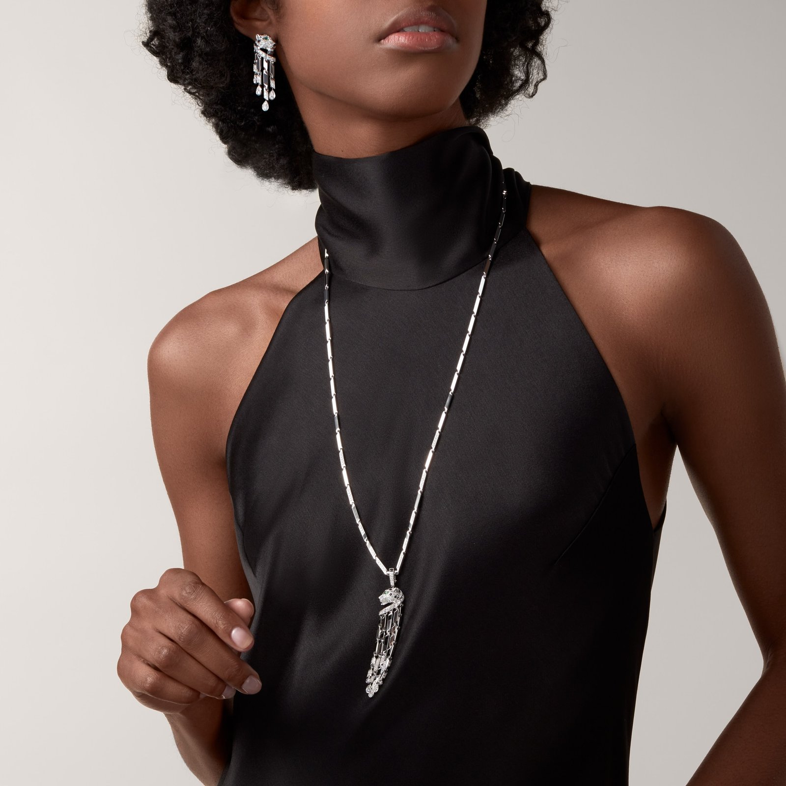 Panthère de Cartier Long Necklace, Small Model, Paved