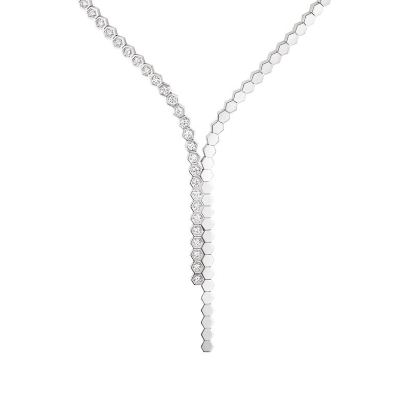 Bee De Chaumet Asymmetrical Semi Pavé Necklace (White Gold)