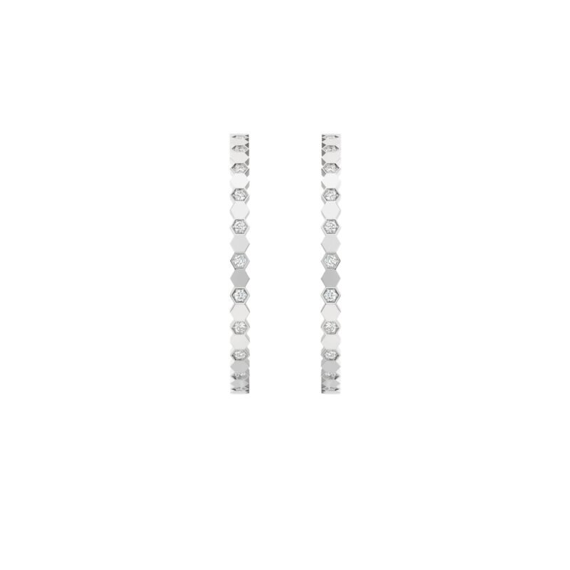 Bee De Chaumet Semi Pavé Hoop Earrings Large Model (White Gold)