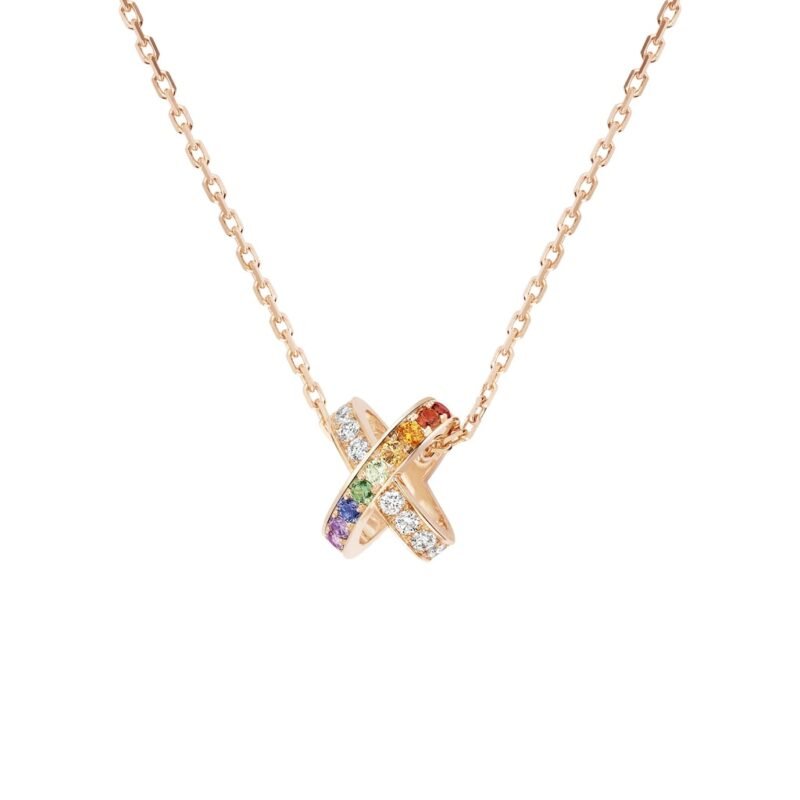 Jeux De Liens Diamond & Multi Gemstone Pendant (Rose Gold)