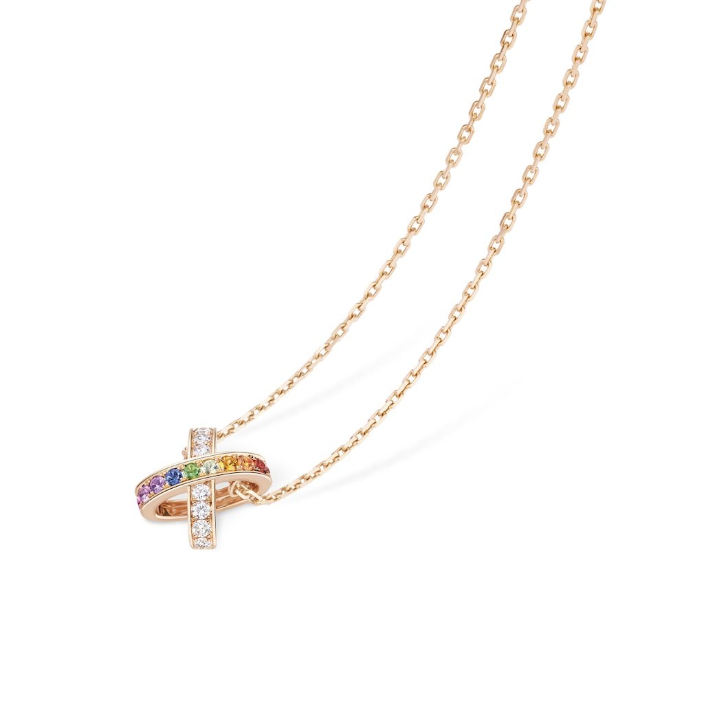 Jeux De Liens Diamond & Multi Gemstone Pendant (Rose Gold)