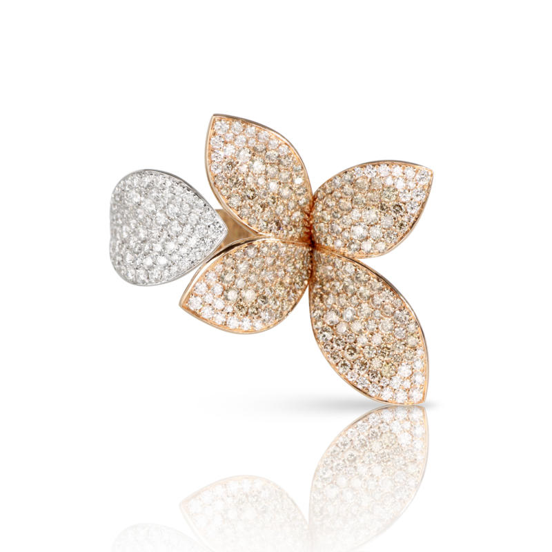 Giardini Segreti Five Leaves Medium Flower Ring (White & Rose Gold)