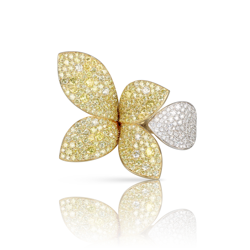 Giardini Segreti Five Leaves Flower Ring (White & Yellow Gold)