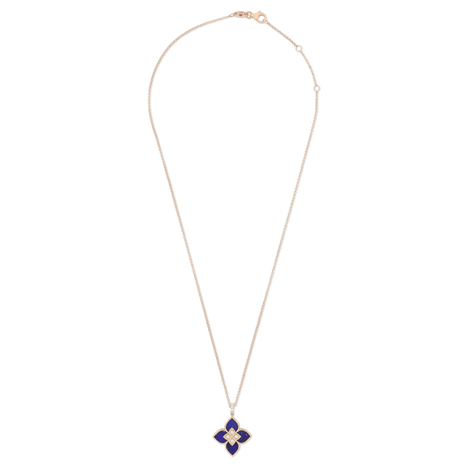 Venetian Princess Lapis Lazuli & Diamond Pendant Necklace Small Version (Rose Gold)