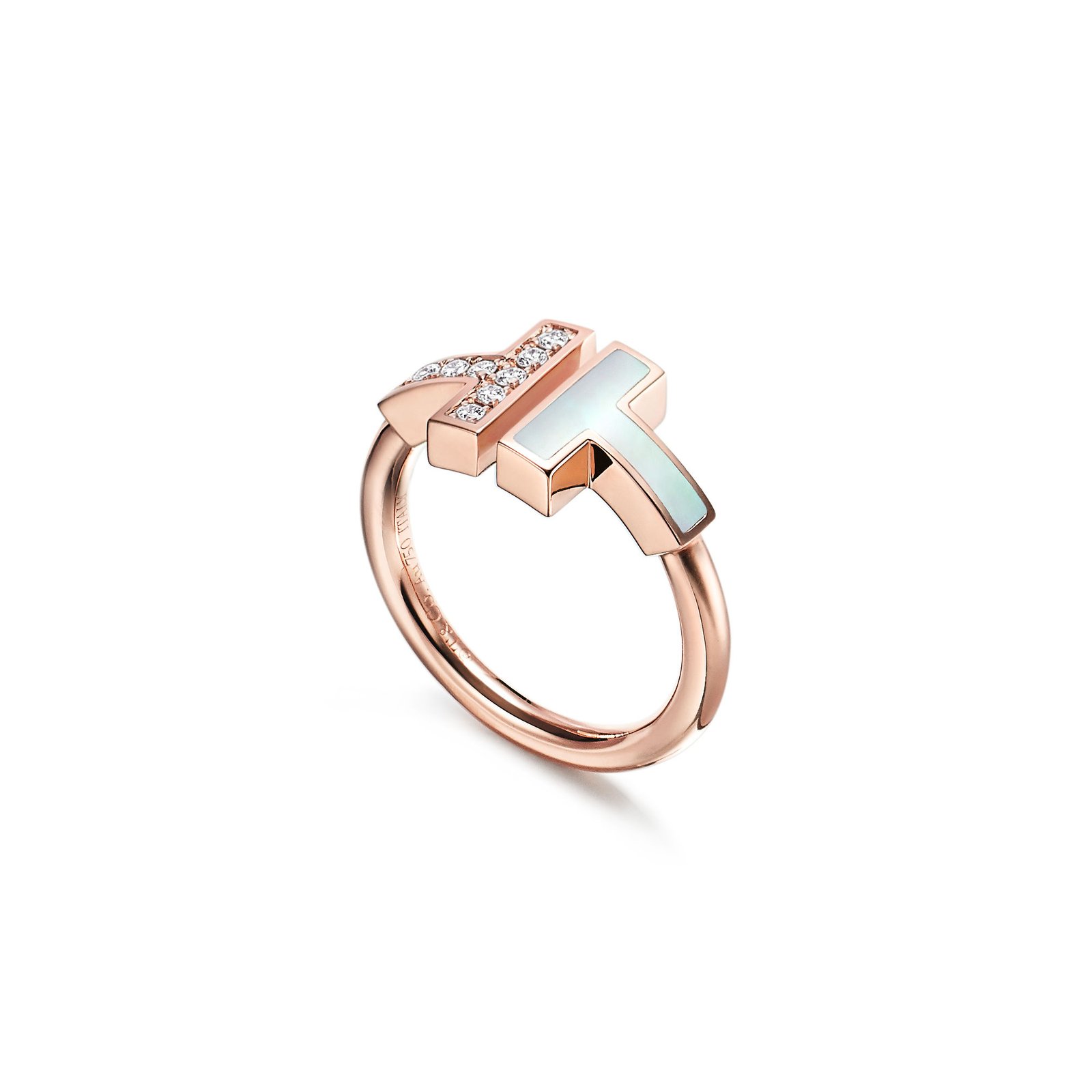 Tiffany T Wire Ring with Diamonds & MOP (Rose Gold)