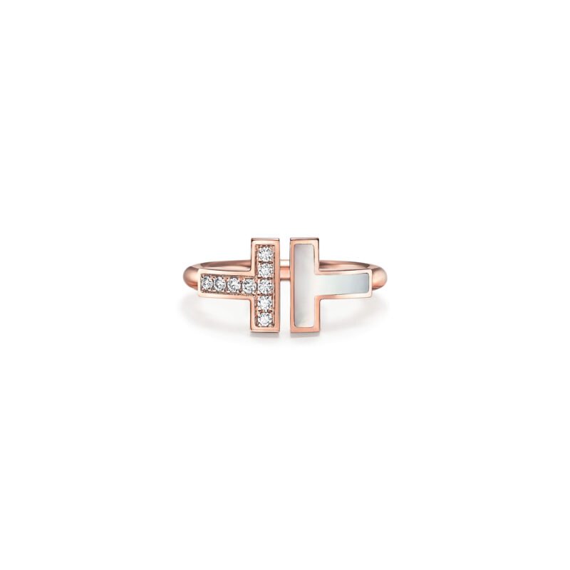 Tiffany T Wire Ring with Diamonds & MOP (Rose Gold)