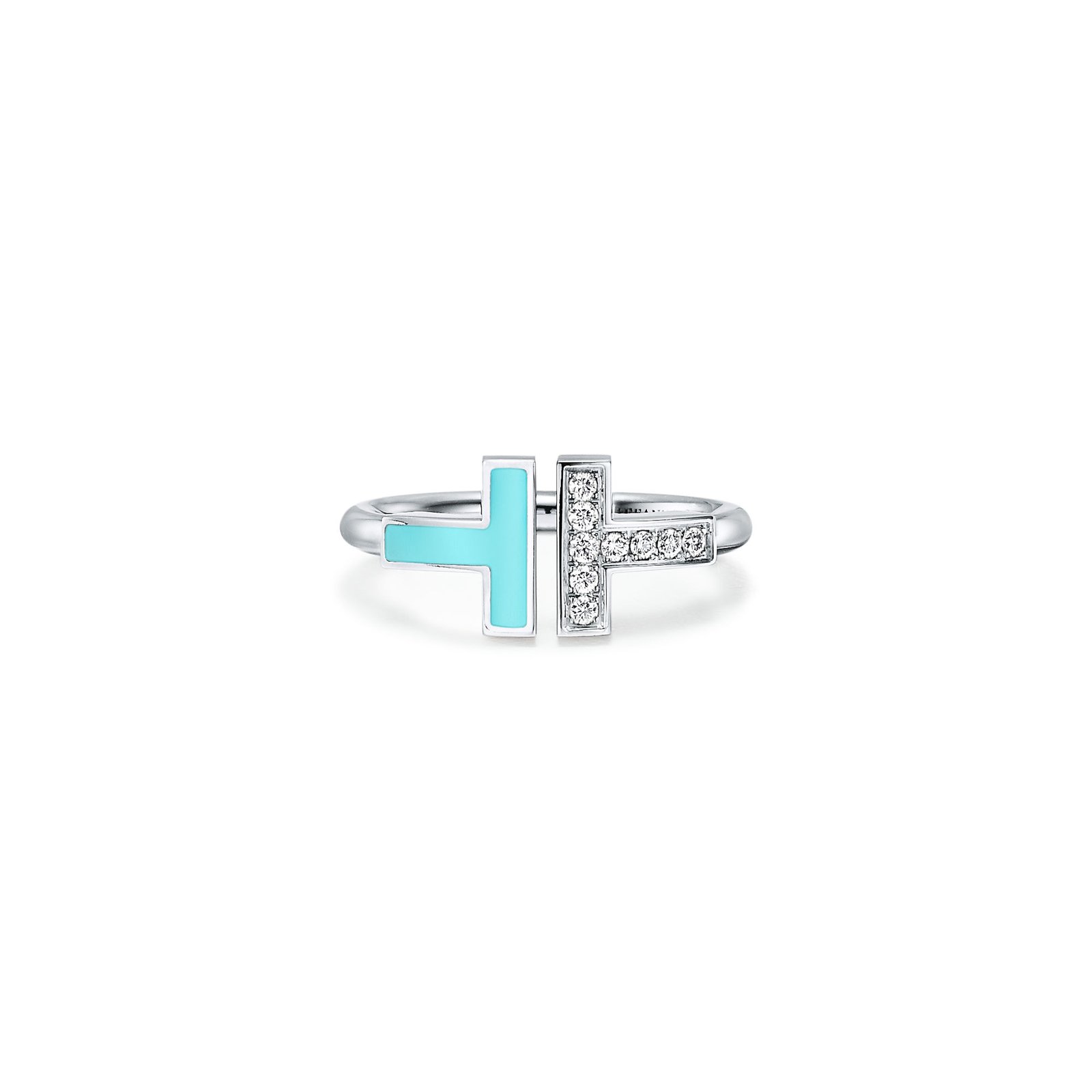 Tiffany T Diamond & Turquoise Wire Ring (White Ring)