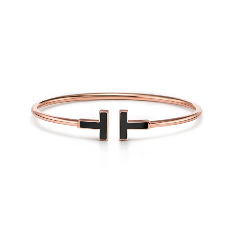 Tiffany T Black Onyx Wire Bracelet (Rose Gold)
