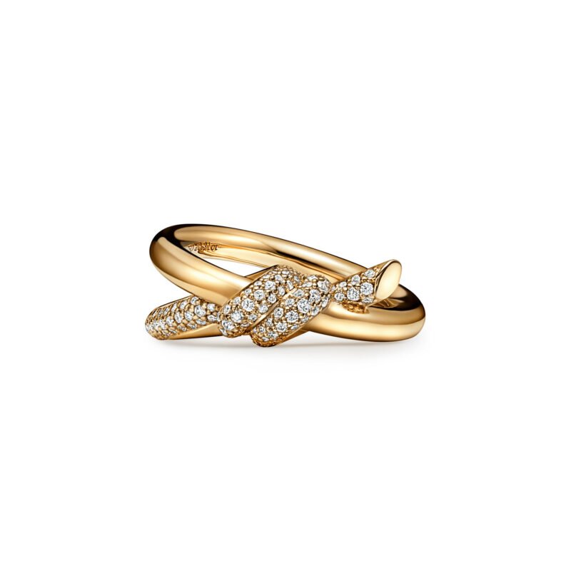 Knot Double Row Ring with Diamonds